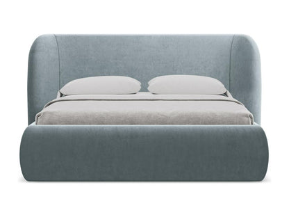 Lit coffre en velours 180x200 - bleu clair - Meublita