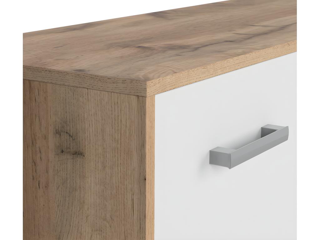 Buffet 3 portes 1 tiroir Meublita Bois et Blanc