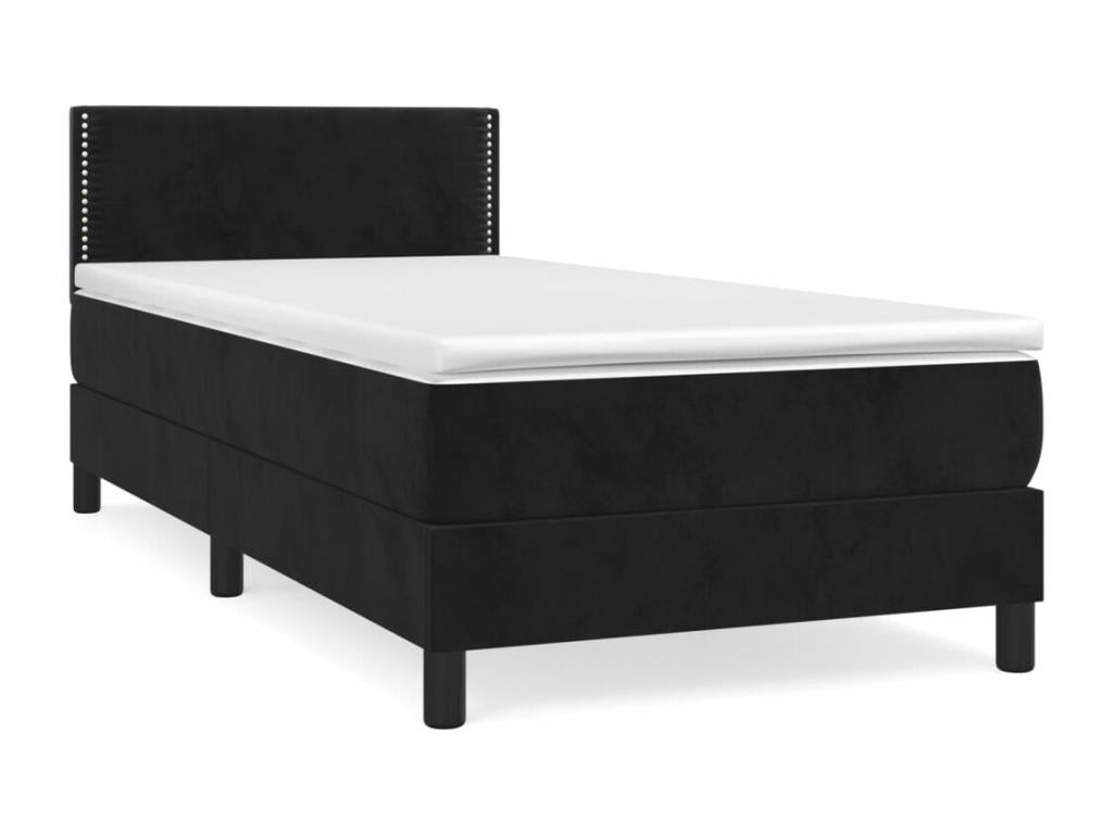 Lit à sommier tapissier et matelas Noir 80x200 cm Velours