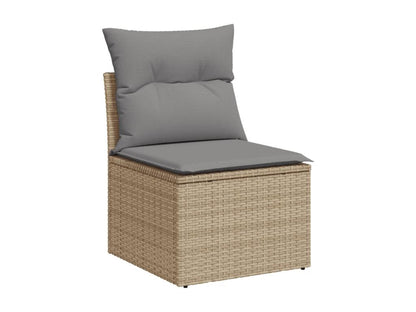 Salon de jardin avec coussins 7 pièces méMeublita beige résine tressée