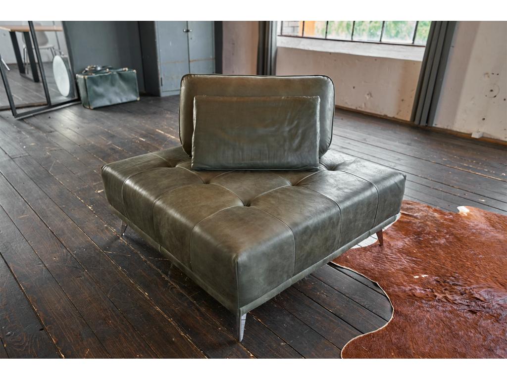 Pouf - Vert cuir - Meublita