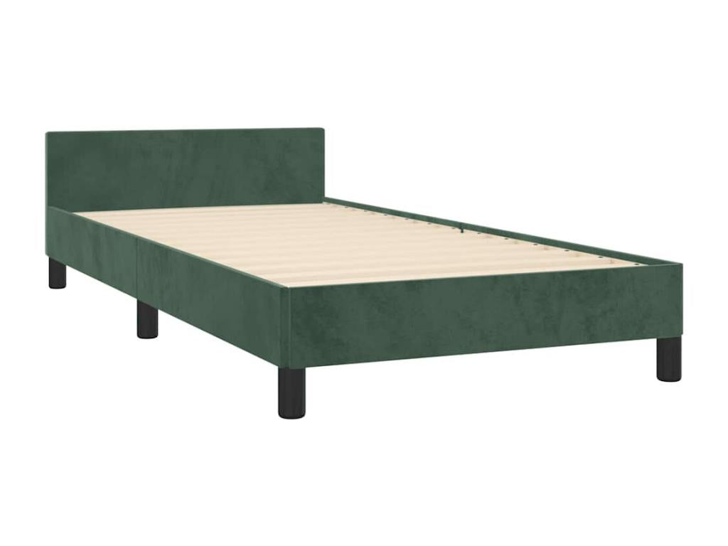 Cadre de lit sans matelas vert foncé 90x200 cm velours