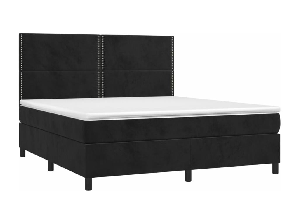 Sommier à Doucezen de lit avec matelas et LED Noir 180x200 cm
