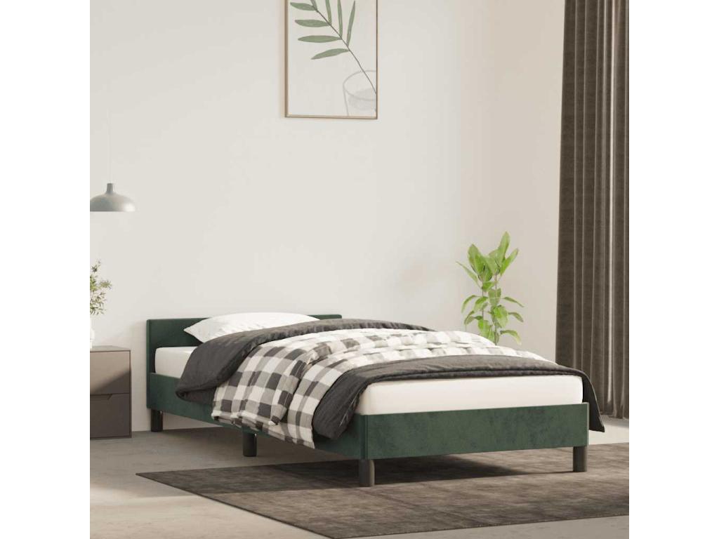 Cadre de lit sans matelas vert foncé 90x200 cm velours