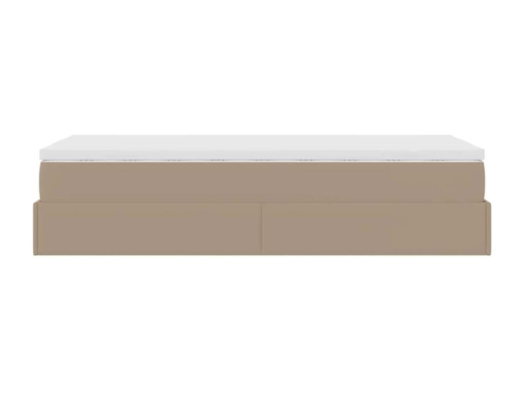 Cadre de lit ottoman et matelas cappuccino 90x190 cm similicuir