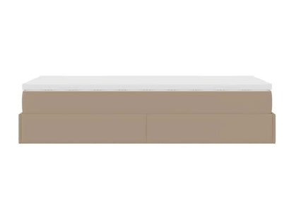 Cadre de lit ottoman et matelas cappuccino 90x190 cm similicuir