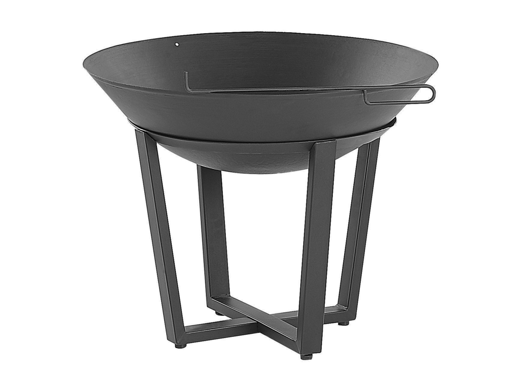 Braséro de jardin rond en acier noir Meublita