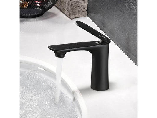 Robinet Salle de Bain Noir Robinet de Lavabo en Cuivre Mate Bassin Robinetterie Mitigeur Lavabo Moderne pour Salle de Bains