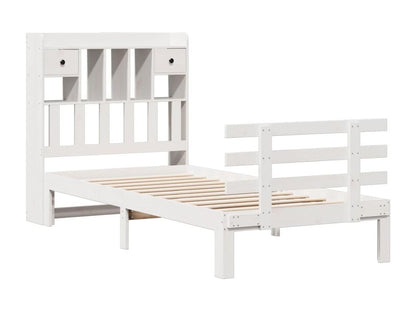 Lit bibliothèque sans matelas blanc 100x200 cm bois pin massif