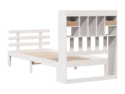 Lit bibliothèque sans matelas blanc 100x200 cm bois pin massif