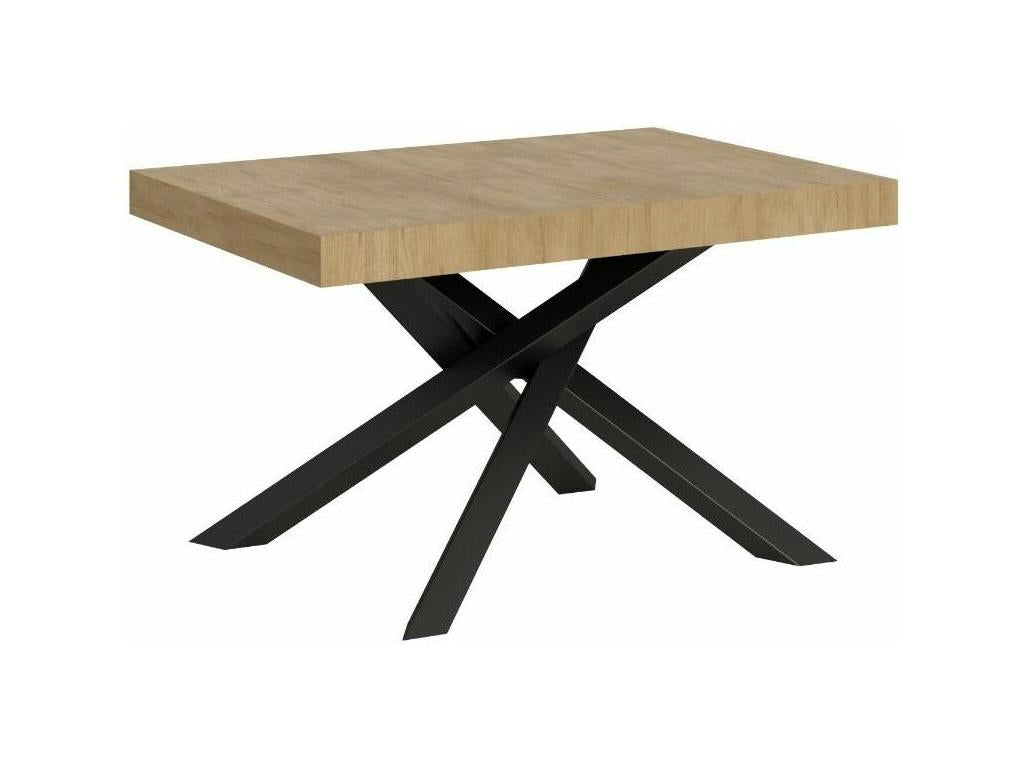 Table extensible 4 à 10 personnes chêne naturel et pieds entrelacés anthracite L 130 à 234cm Meublita