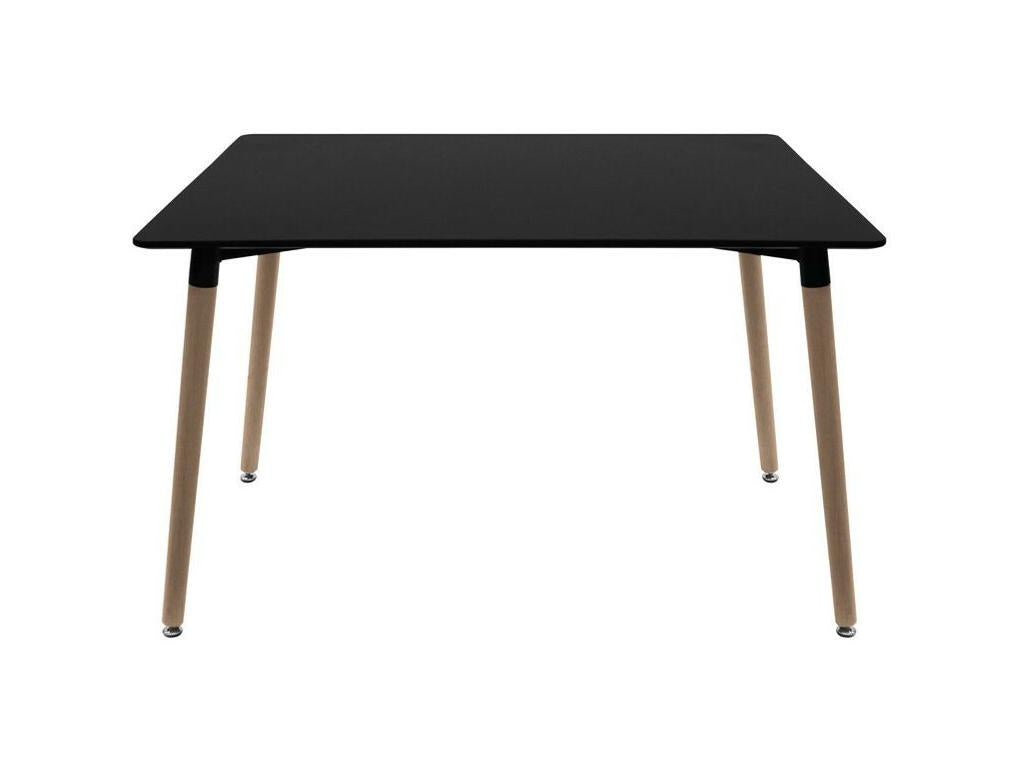 Table rectangulaire 140cm bnoir brillant et pieds bois naturel Meublita
