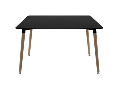 Table rectangulaire 140cm bnoir brillant et pieds bois naturel Meublita