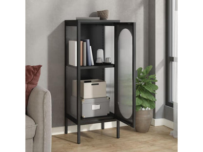 Buffet noir 40x35x105 cm verre et acier