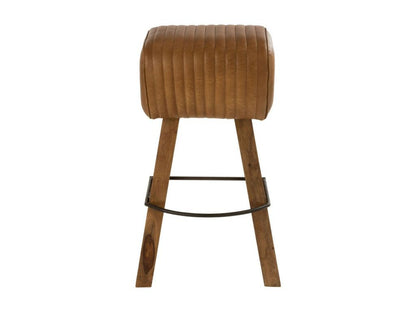 Tabouret de Bar en Cuir / Bois Gym 75cm Naturel