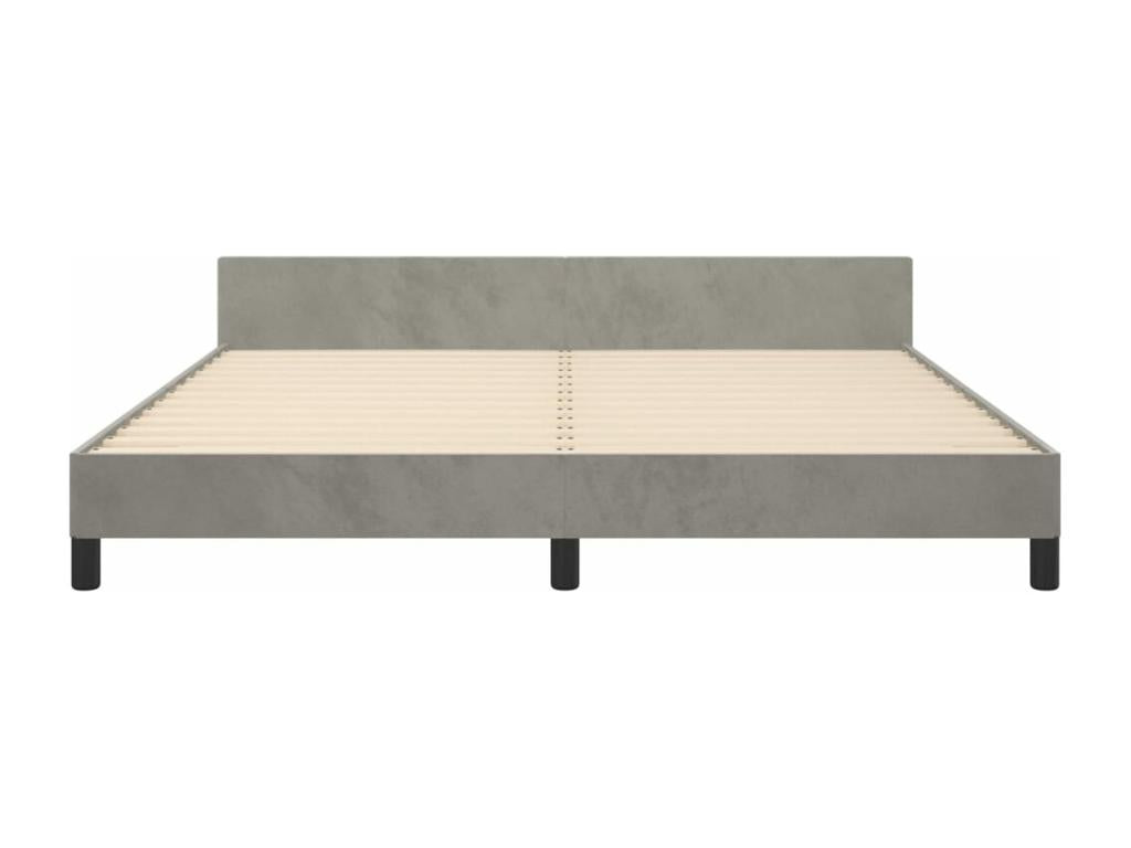 Cadre de lit avec tête de lit Gris clair 160x200 cm Velours