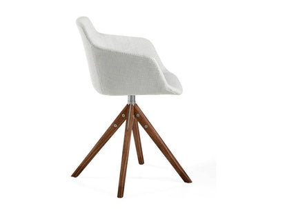 Chaise pivotante tissu beige et bois de frêne Doucezen - Lot de 2-Couleur Doucezen 05