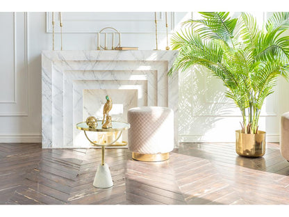 Table d'Appoint Design Vertchez 54cm Blanc / Or