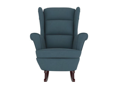 Fauteuil à bascule et pieds en bois massif d'hévéa Bleu Velours