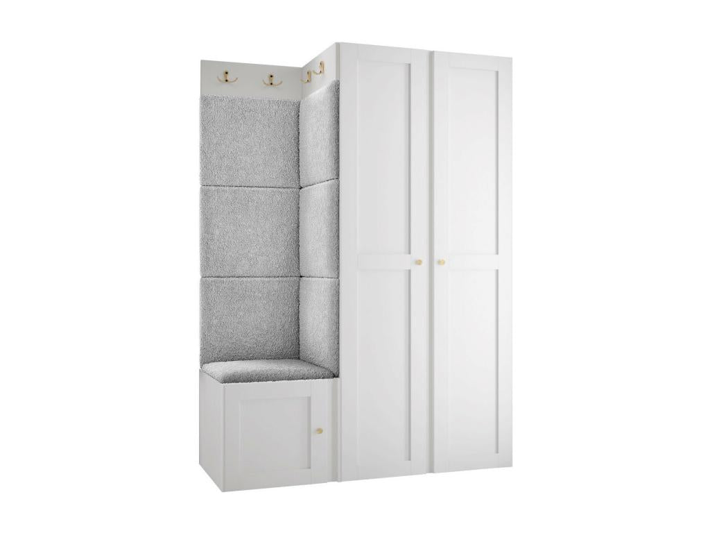 Meuble d'entrée Meublita 379 186x116x46cm Blanc - Gris clair MDF - Stratifié - Tapisserie