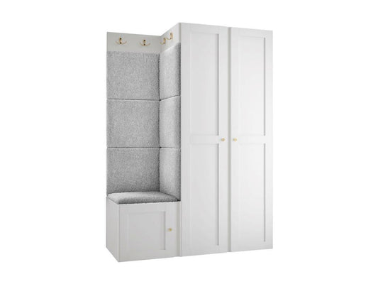 Meuble d'entrée Meublita 379 186x116x46cm Blanc - Gris clair MDF - Stratifié - Tapisserie