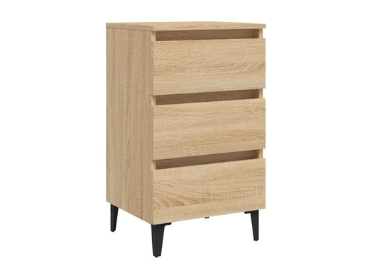 Table de chevet avec pieds en métal chêne Vertchez 40x35x69 cm