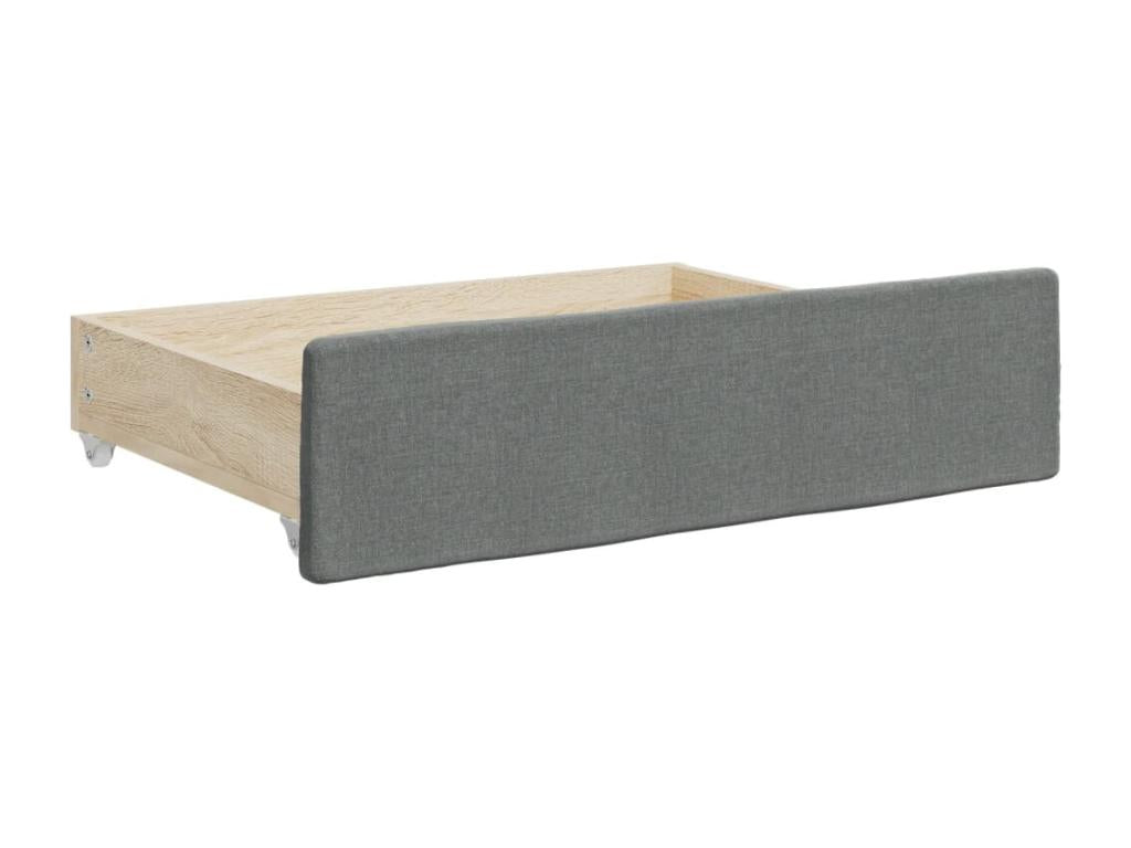 Lit de jour avec gigogne et tiroirs gris foncé 90x190 cm tissu