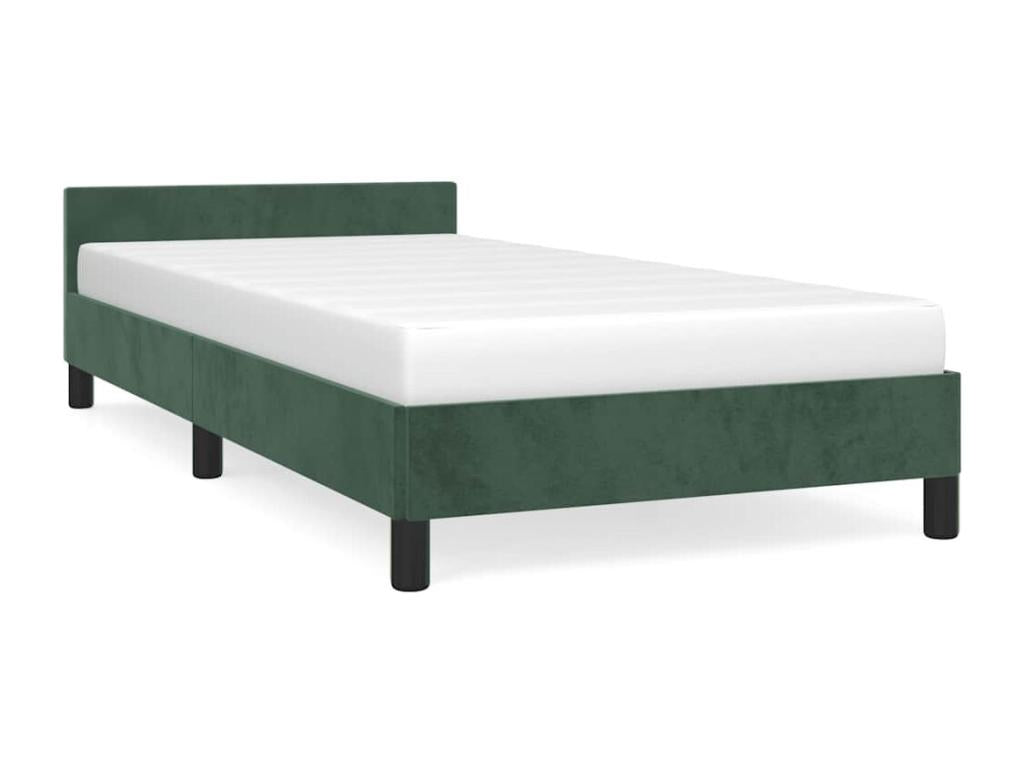 Cadre de lit sans matelas vert foncé 90x200 cm velours