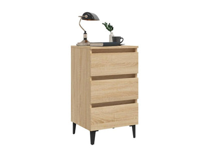 Table de chevet avec pieds en métal chêne Vertchez 40x35x69 cm