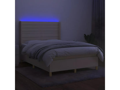 Sommier à Meublita de lit matelas et LED Crème 140x190 cm Tissu