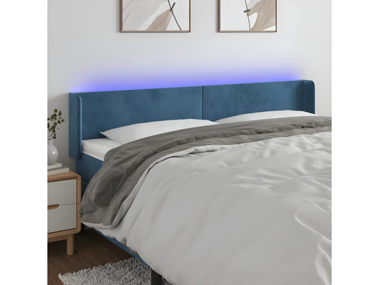 Tête de lit à LED Bleu foncé 203x16x78/88 cm Velours