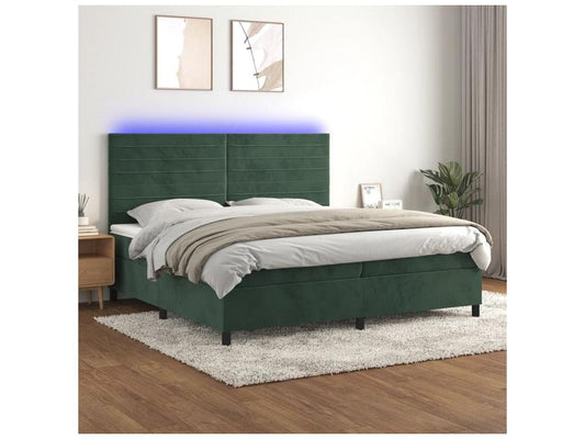 Sommier à Meublita de lit avec matelas LED Vert foncé 200x200