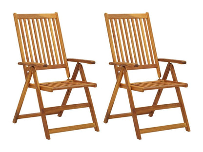Chaises inclinables de jardin 2 pièces avec coussins Bois d'Meublita
