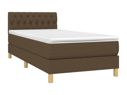 Sommier tapissier matelas et LED Marron foncé 100x200cm Tissu