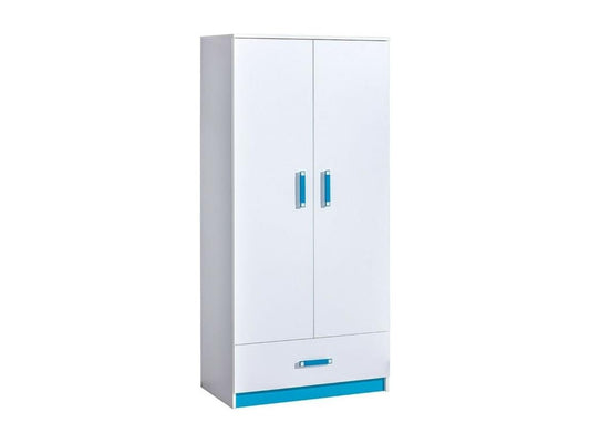 Armoire Meublita 103 Turquoise - Blanc 189x90x50cm Portes d'armoire Avec des charnières
