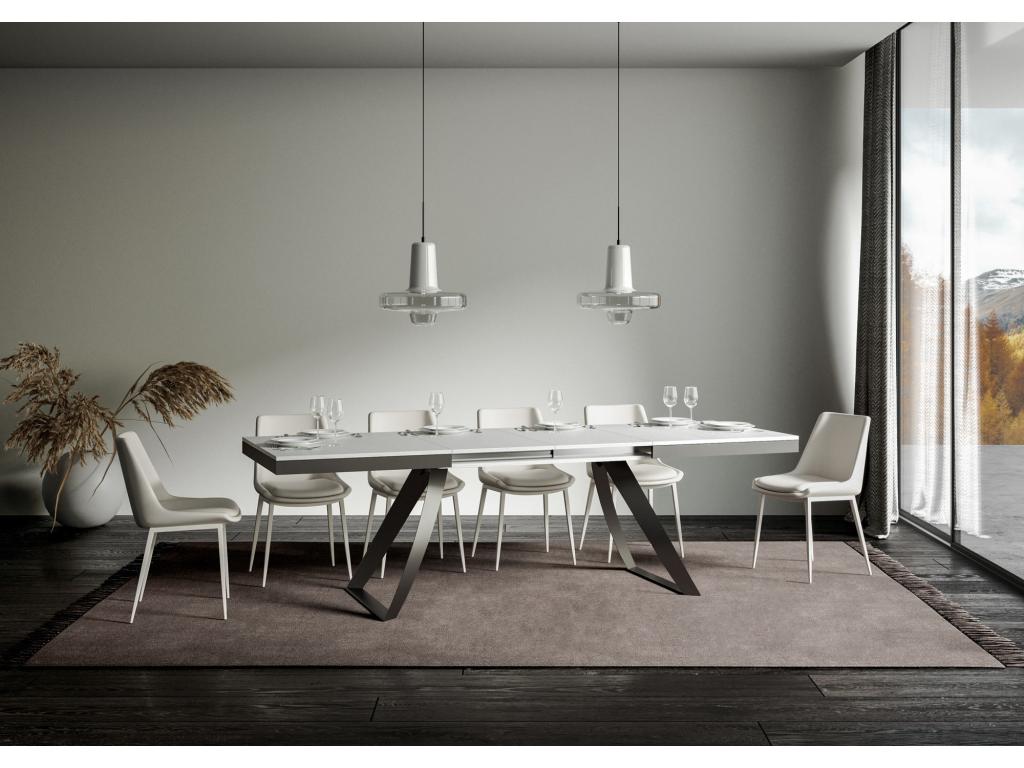Table extensible 90x160/264 cm Proxy Evolution Frêne Blanc cadre Anthracite
