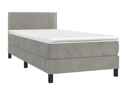 Sommier tapissier matelas et LED Gris clair 100x200 cm Velours