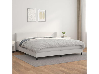 Sommier à Meublita de lit avec matelas Blanc 200x200cm Similicuir
