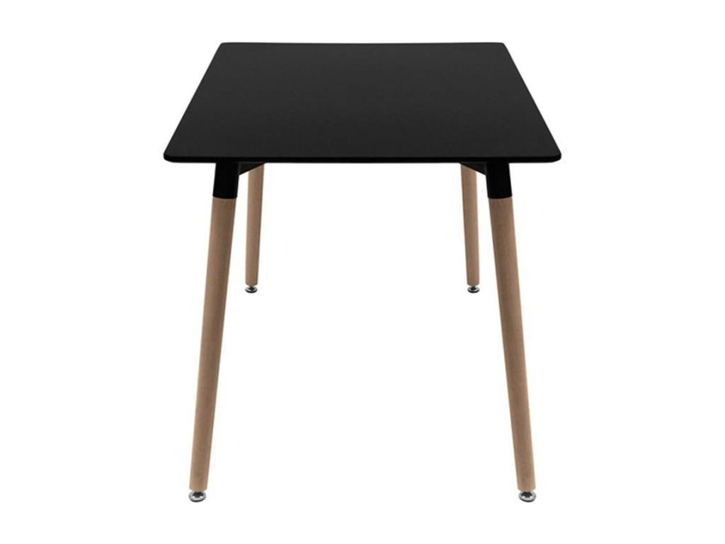 Table rectangulaire 140cm bnoir brillant et pieds bois naturel Meublita