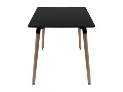Table rectangulaire 140cm bnoir brillant et pieds bois naturel Meublita