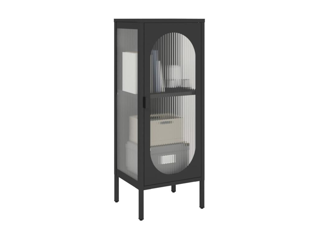 Buffet noir 40x35x105 cm verre et acier