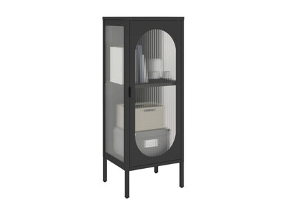 Buffet noir 40x35x105 cm verre et acier