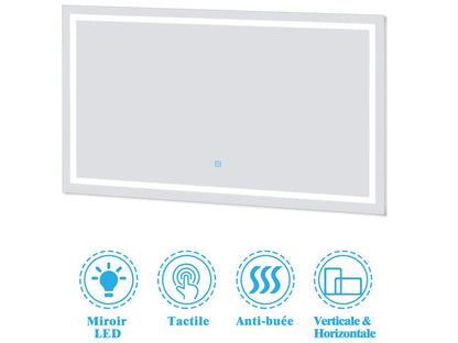 Ensemble meubles Salle de Bain 100cm vasque colonne miroir LED Anthracite