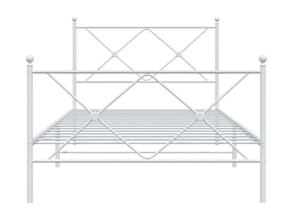 Cadre de lit métal sans matelas et pied de lit blanc 100x190 cm