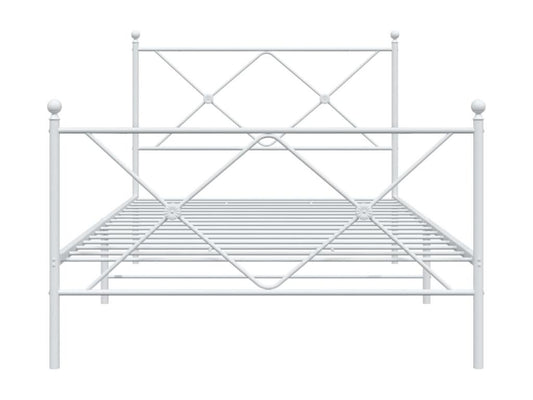 Cadre de lit métal sans matelas et pied de lit blanc 100x190 cm