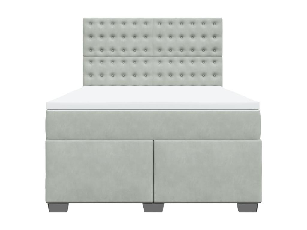 Sommier à Meublita de lit et matelas Gris clair 140x190cm Velours