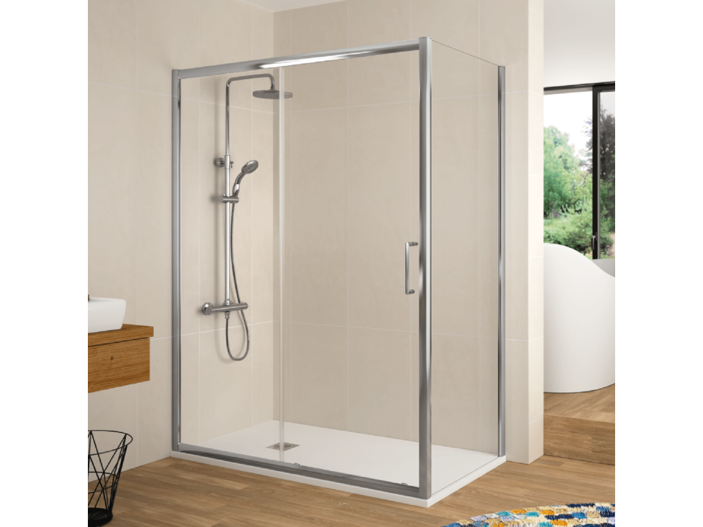 Paroi de douche fixe Porte coulissante Doucezen 130 cm Sans paroi latérale