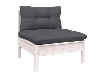 Salon de jardin 8 pcs avec coussins blanc bois de pin