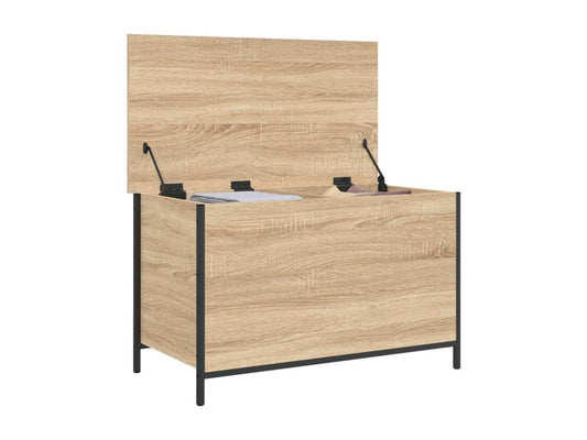 Banc de rangement chêne Doucezen 80x42.5x50 cm bois d'ingénierie