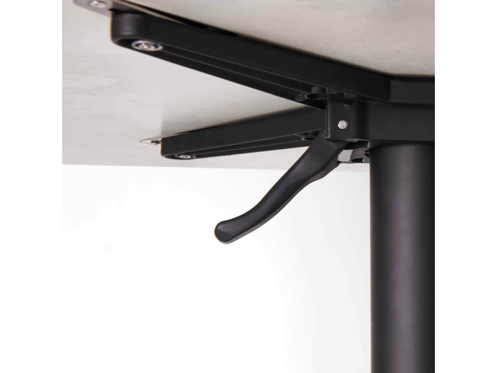 Ensemble table jardin stratifié beton gris clair et 2 fauteuils gris